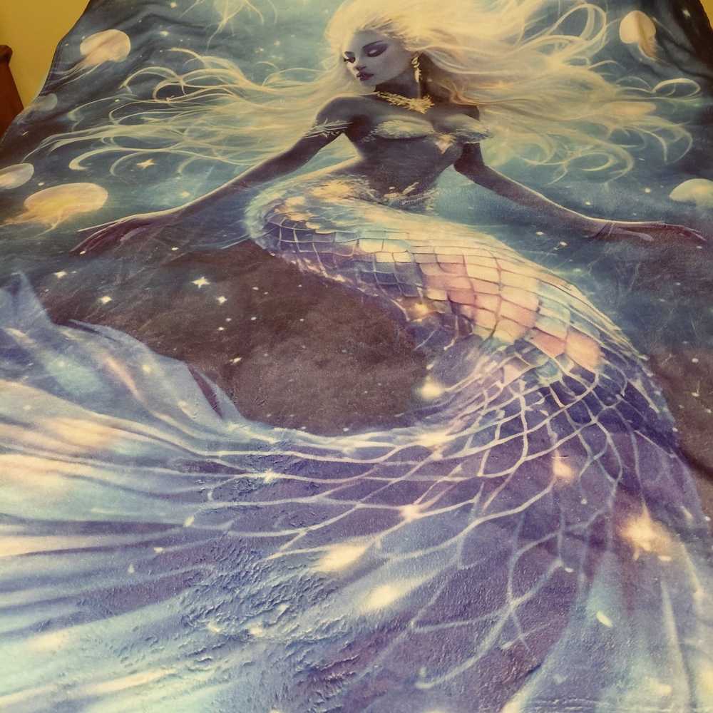 Mystical Mermaid Fleece Blanket - Blue and Purple - Picture 1 of 1